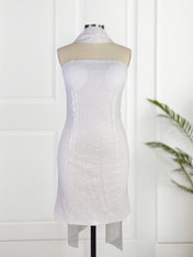 White Strapless Sequins Short Homecoming Dress