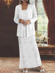 Robes de mère de la mariée en mousseline avec paillettes et veste 