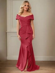 Sheath/Column V-Neck Illusion Floor-Length Lace Chiffon Mother of the Bride Dress With Pleated Sequins