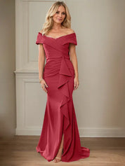 Sheath/Column V-Neck Illusion Floor-Length Lace Chiffon Mother of the Bride Dress With Pleated Sequins