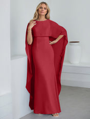 Sheath Scoop Floor-Length Chiffon Mother of the Bride Dress With Cascading Ruffles