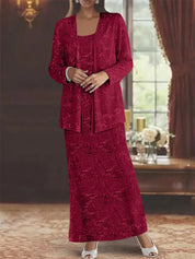 Robes de mère de la mariée en mousseline avec paillettes et veste 