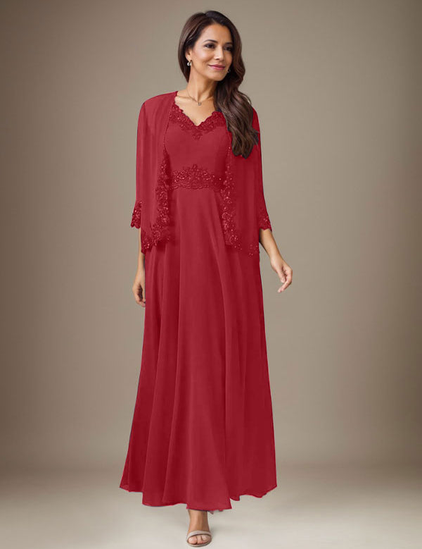 Plum A-Line Sequins Chiffon Dress