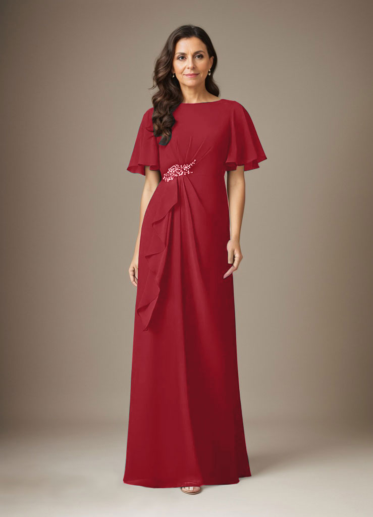 Robe fourreau en mousseline de soie bleu marine foncé avec perles