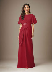 Dark Navy Sheath Beaded Chiffon Dress