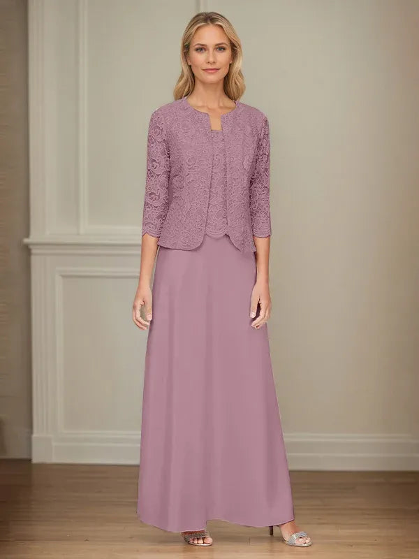 Robe veste en dentelle pailletée et jupe en satin avec veste ouverte 