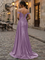 Emerald Green Beaded Corset Satin Long Prom Dress