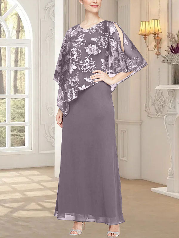Robe longue en maille pailletée avec corsage asymétrique fantaisie superposé 