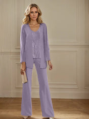 Chiffon Mother of the Bride Pantsuits with Jacket