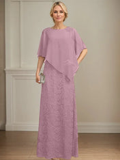 Sheath/Column Scoop Floor-Length Chiffon Lace Mother of the Bride Dress With Sequins Beading