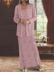 Robes de mère de la mariée en mousseline avec paillettes et veste 