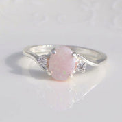 Women's Sterling Silver Rings Oval Cut Fire Opal Exquisite Jewelry