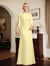 Sheath/Column Scoop Floor-Length Chiffon Mother of the Bride Dress With Pleated Beading