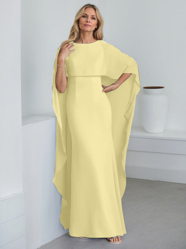 Sheath Scoop Floor-Length Chiffon Mother of the Bride Dress With Cascading Ruffles