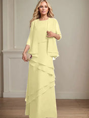 Sheath Scoop Floor-Length Chiffon Mother of the Bride Dress