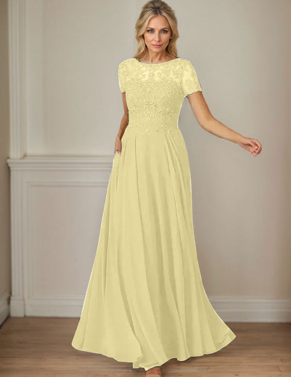 Dark Navy A-Line Boatneck Sequins Chiffon Dress