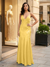 Green Appliques Soft Satin Long Prom Party Dress