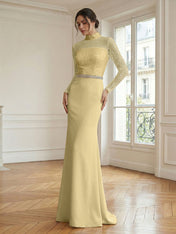 Formal Dress White Sheath Illusion Neck Beaded Chiffon Maxi Dress