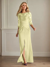 Plum Sheath Lace Stretch Crepe Mother of the Bride Dress