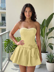 Fuchsia Pearl Corset Short Homecoming Dresses Large Waist Bow Lace Up Back