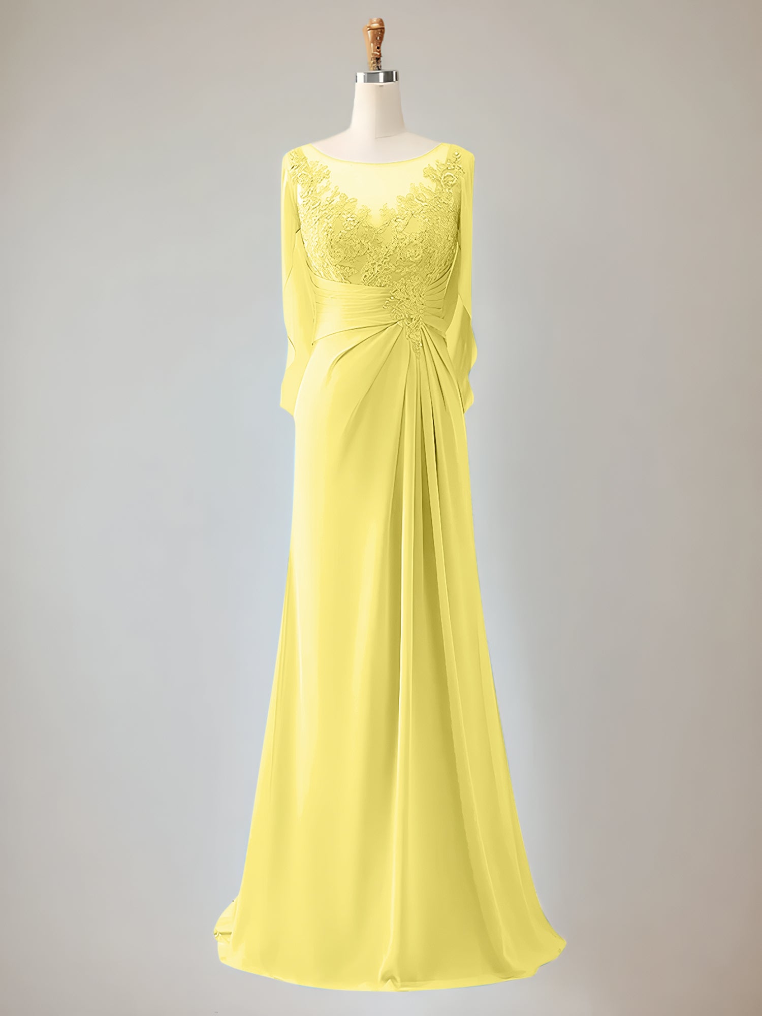 2 Sleeve Chiffon Mother of the Bride Dress With Beadings