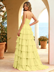 Pink Lace Corset Tiered Ruffle Long Prom Dress