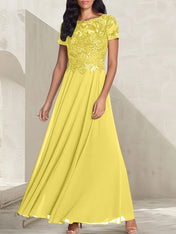 Charcoal Grey A-Line Scoop Long Mother of the Bride Dress With Beadings