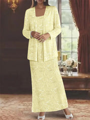 Robes de mère de la mariée en mousseline avec paillettes et veste 