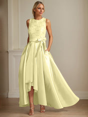 A-Line/Princess Jewel Neck Sleeveless Mother Of The Bride Dresses With Pleats Lace