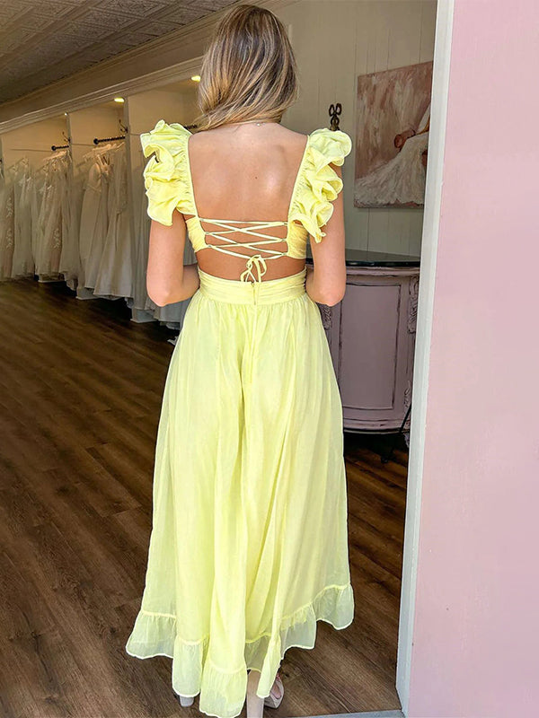 Yellow_A-Line_V-Neck_Ruffled_Straps_Chiffon_Party_Prom_Dress-1.jpg