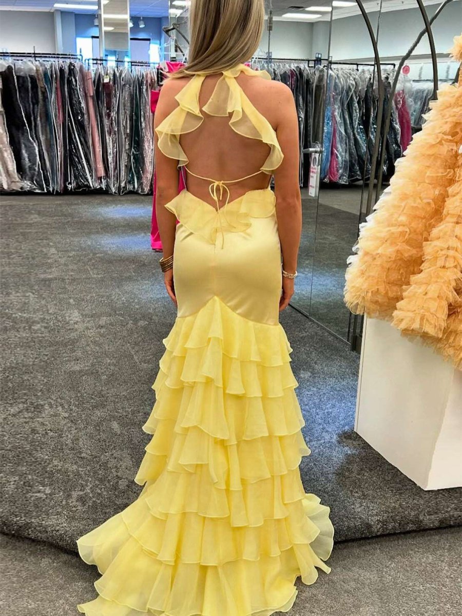 Yellow_Mermaid_Halter_V_Neck_Satin_Ruffles_Long_Prom_Dress-1.jpg