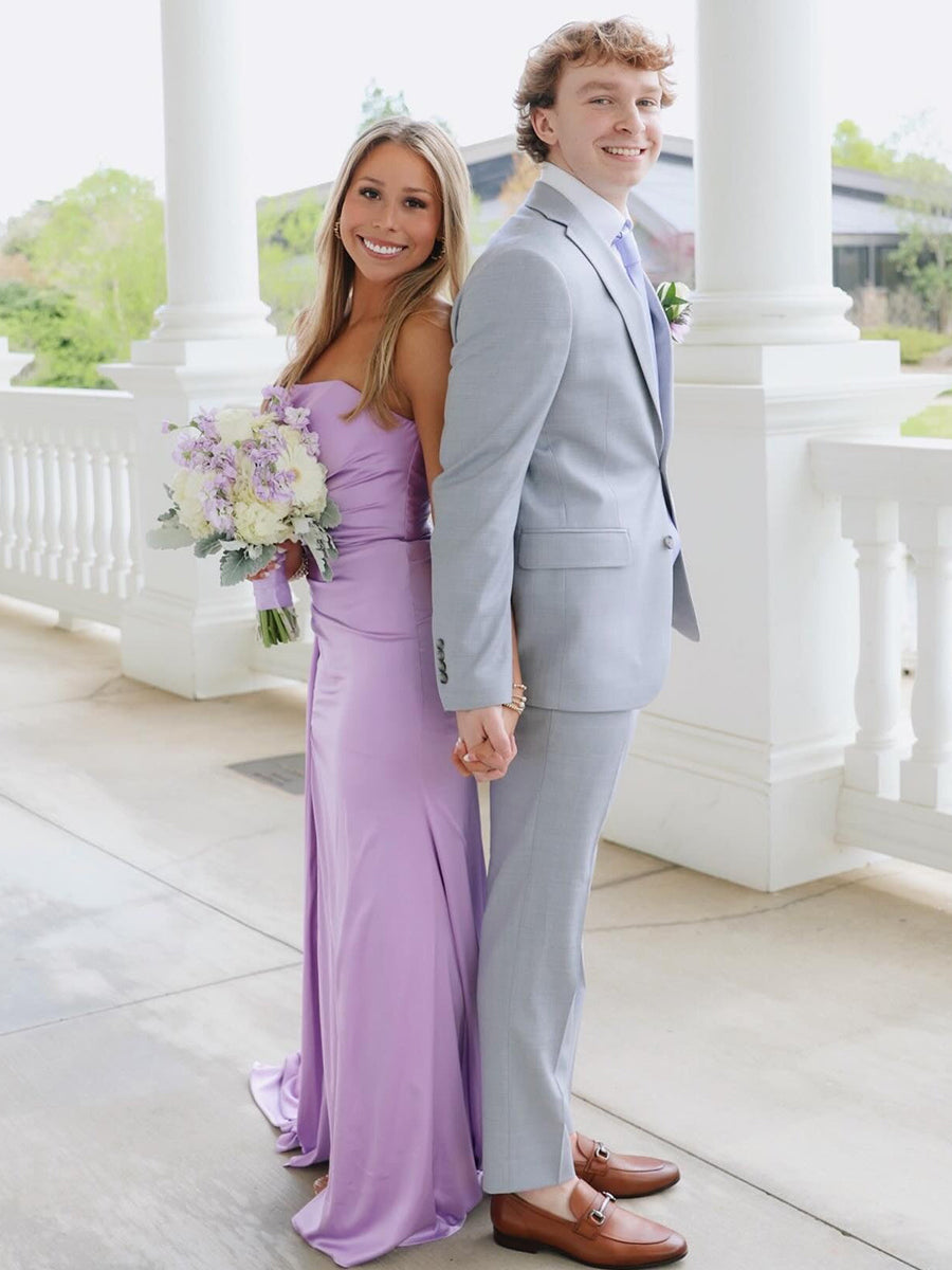 Yellow Mermaid Strapless Long Prom Dress with Slit