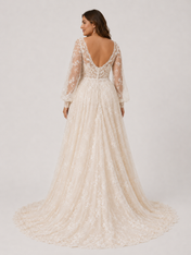 Elegant A-Line Long-Sleeve Lace Wedding Dress with High Slit and Sweep Train