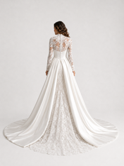 Elegant Lace Applique High Neck Mermaid Wedding Dress with Detachable Train