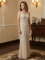 Sheath/Column V-Neck Ankle-Length Mother of the Bride Dresses with Jacket & Sequins