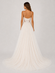 Elegant Sweetheart Neckline Lace Applique A-Line Wedding Dress with High Slit and Chapel Train