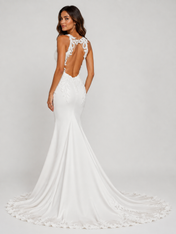 Elegant Square-Neck Lace Applique Satin Mermaid Wedding Dress with Sweep Train