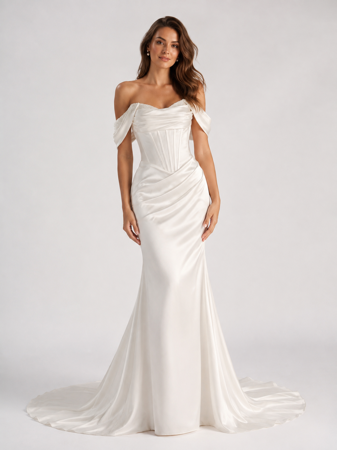 Sleek Satin Sheath Wedding Dress with Sweep Train