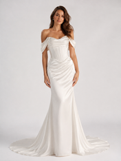 Sleek Satin Sheath Wedding Dress with Sweep Train