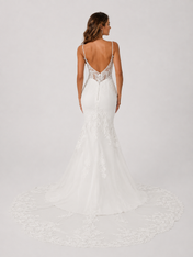 Elegant Illusion Lace Bodice Mermaid Wedding Dress with Chapel Train