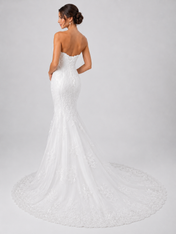 Elegant Strapless Sweetheart Lace Mermaid Wedding Dress with Chapel Train