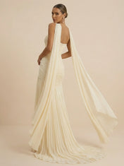 Sweetheart Strapless Pleated Chiffon Evening Gown with Scarf