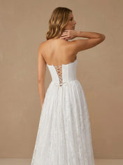 Sweetheart Lace Applqiue A-Line Wedding Gown with Corset