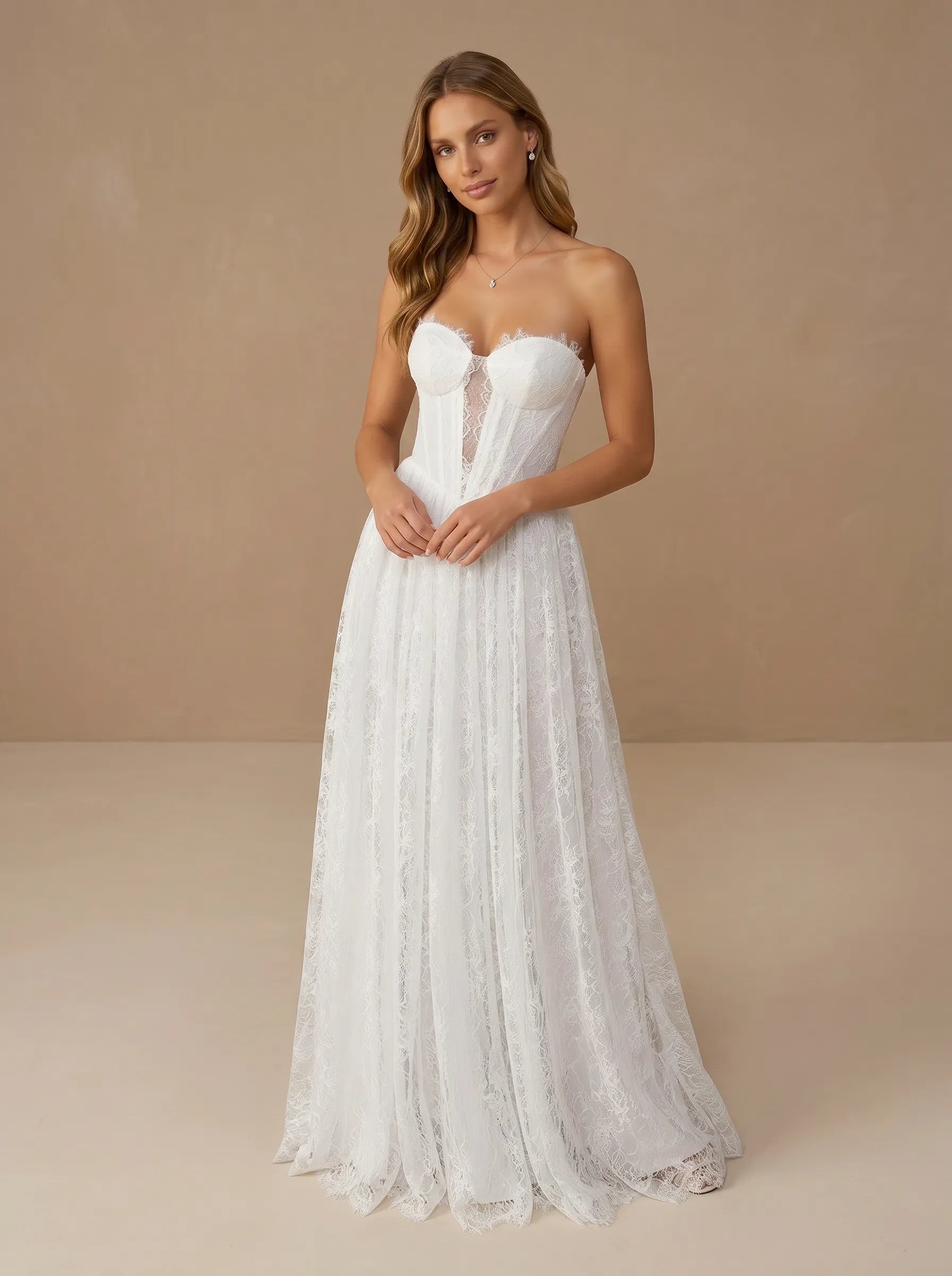 Sweetheart Lace Applqiue A-Line Wedding Gown with Corset
