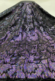 Purple and Black Sequin Mesh One-Shoulder Bow Sashing Column Floor-Length Gown Dress