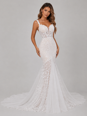 Elegant Sweetheart Floral Lace Mermaid Wedding Dress with Chapel Train