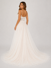 Elegant Sweetheart Neckline Lace Applique A-Line Wedding Dress with High Slit and Chapel Train
