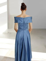 Robe de mère de la mariée coupe A-Line/Princesse, épaules dénudées, sans manches, longueur cheville, avec poches 
