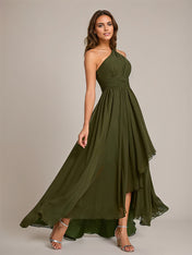 A-Line One-Shoulder Asymmetrical Sleeveless Chiffon Bridesmaid Dress