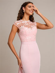 Petal Trumpet/Mermaid High Neck Floor-Length Sleeveless Stretch Crepe Bridesmaid Dress